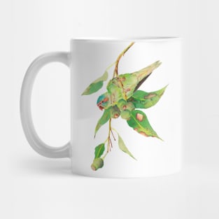 Musk lorikeet and gumtree branch with gumnuts watercolour painting Mug